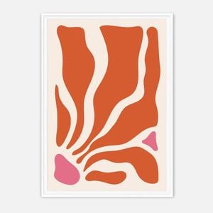 Galrie Vibrant Abstract Orange and Pink Minimalist Art Print for Modern Decor, White Frame, A1 60 x 84cm (23 x 33inch)