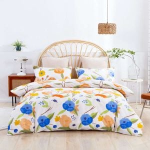3D Blue Flower 132 Bed Pillowcases Quilt Queen Size