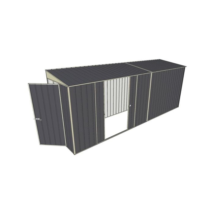 Build-A-Shed 1.2 x 5.2 x 2.0m Skillion Double Sliding Side Door Shed - Grey