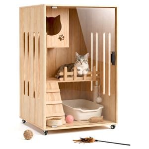 Advwin Wooden Cat Houses Enclosed Cat Condo Cat Cage Luxury Cat Villa