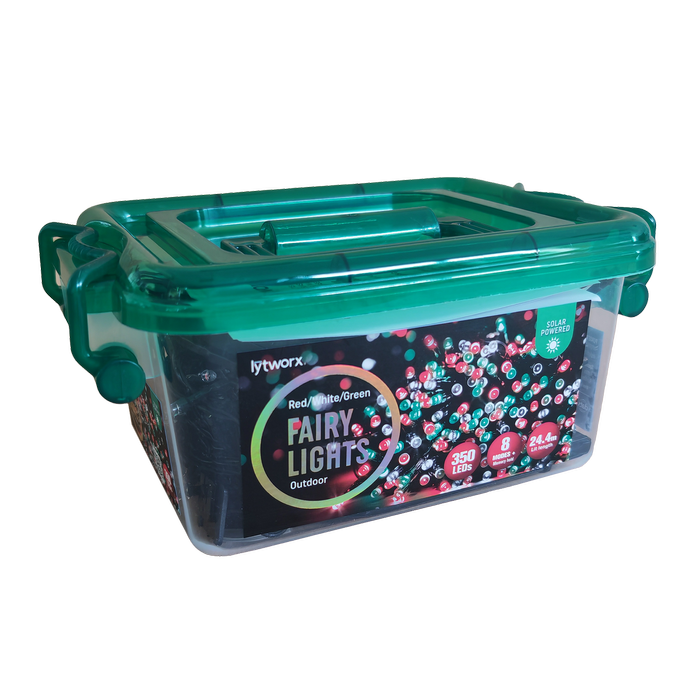 Lytworx Red, Green and White Solar Fairy Lights - 350 Pack