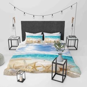 3D Blue Sea Beach Shell Quilt Cover Set Bedding Set Duvet Cover Pillowcases JN 1179