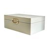SS Collective Cream Pebble Textured Decorative Box W/ Gold Ring Latch Large