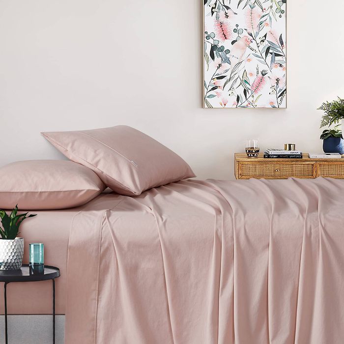 Gioia Casa Vintage Washed 100% Cotton Soft Breathable Sheet Set - Pink - King Single