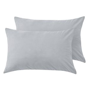 LINENOVA 2PCS 100% Cotton Pillow Cases Slip Cover Pillowcase - Silver King