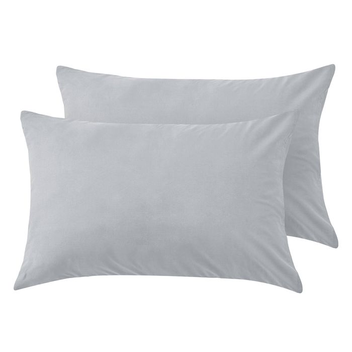 LINENOVA 2PCS 100% Cotton Pillow Cases Slip Cover Pillowcase - Silver King