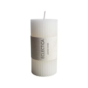 Ribbed Scented Elegant 10cm Pillar Wax Candle - White