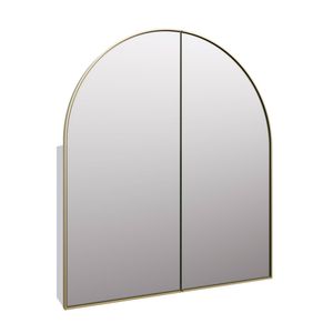 Future Glass Arch Mirror Cabinet 860 x 760mm - Satin Brass