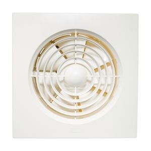 HPM 150mm White Slimline Square Wall Exhaust Fan with Auto Shutters