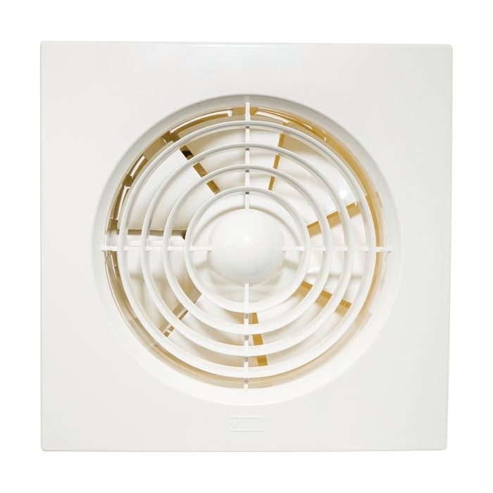 HPM 150mm White Slimline Square Wall Exhaust Fan with Auto Shutters