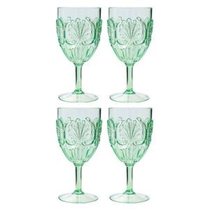 2x 2pc Splosh Summer Pop Outdoor Acrylic Wine Glass Set 390ml/19cm Green