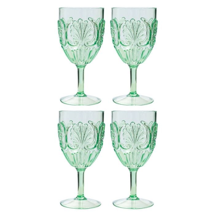 2x 2pc Splosh Summer Pop Outdoor Acrylic Wine Glass Set 390ml/19cm Green