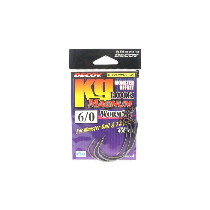 Decoy W26 Monster Offset Magnum Worm Weedless Fishing Hook 6/0
