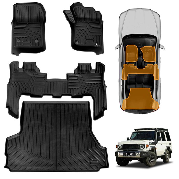 3d Floor Mats Boot Liner Set For Toyota Landcruiser 70/76 Series 2023-onwards All Weather Heavy Duty Cargo Trunk Luggage Tray