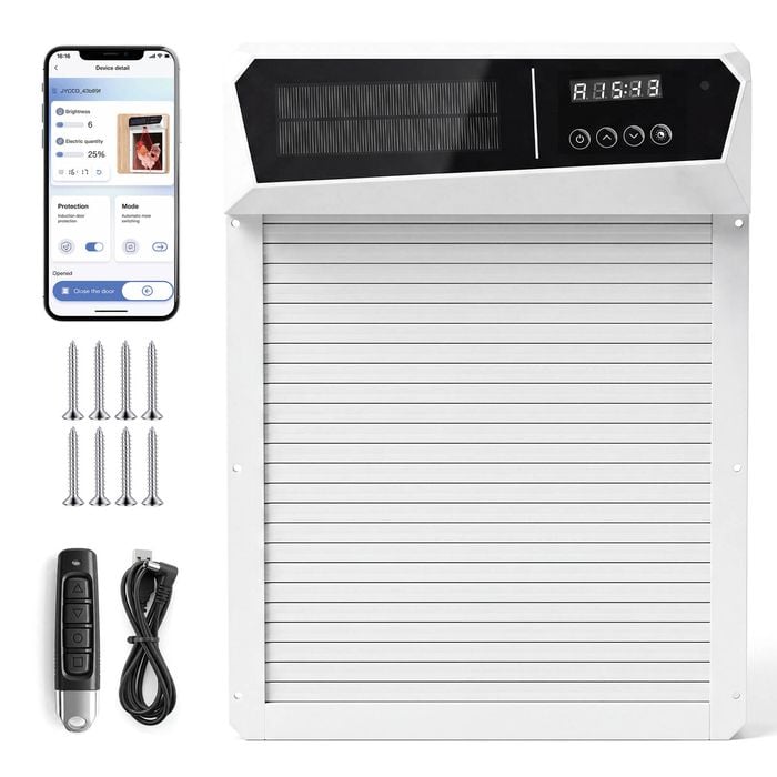 Advwin Automatic Chicken Coop Door Solar Powered with APP Control, Includes Timer, Light Sensor & Smart Modes