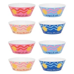2x 4pc Porto Sole Outdoor Entertaining Bowls 14cm Blush, Sea, Indigo, Pink