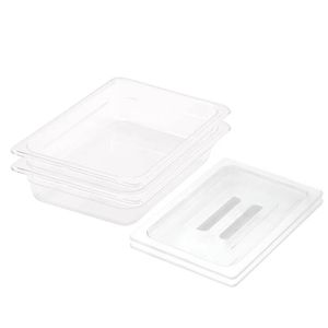 SOGA 1/2 GN Polycarbonate Food Pan 65mm Clear 2 Pack with Lids