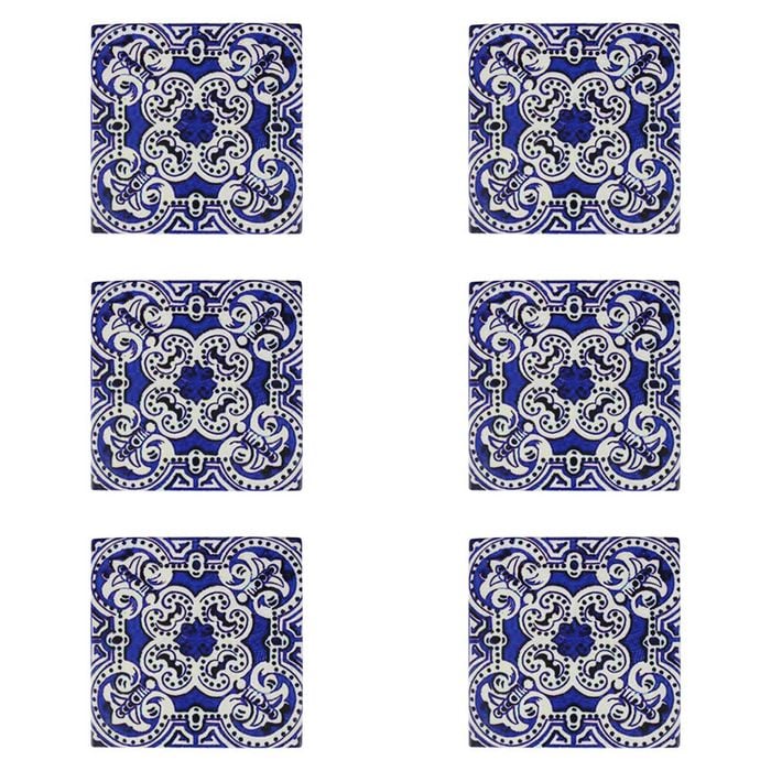 6PK LVD Ceramic/Cork Trivet Largo Tile Home/Kitchen Decor 15cm Blue