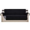 Smarcute 4 Seater Quilted Reversible Sofa Cover with Straps Black