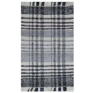 Handwoven Dhurrie Rug-Legend 6361-Ivory Charcoal-60x90cm