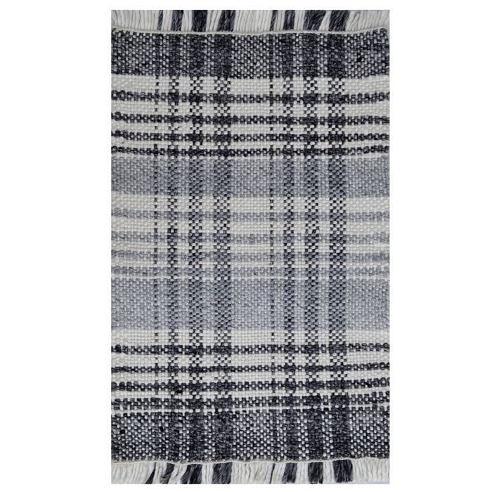 Handwoven Dhurrie Rug-Legend 6361-Ivory Charcoal-60x90cm