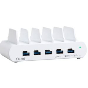Oxhorn Poverdelivery150w 5 Port (a+c) Fast Charging Dock With Build-in Rack5 Port Usb-a Usb-c Pd3.0 Qc4.0 Pps 100-240v Ac