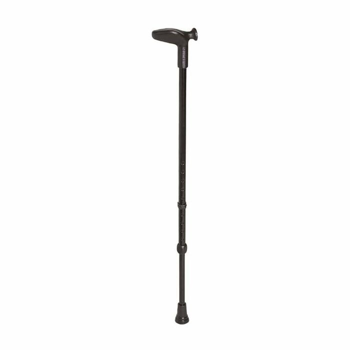 Rebotec Anatomic Contoured Grip Walking Stick -  Adjustable Height, Lightweight & Sturdy - Black - Right