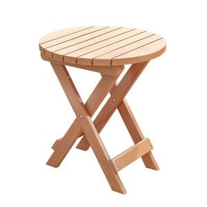 Lauft Folding Table Bamboo Wood Round Foldable Table Patio Picnic Table