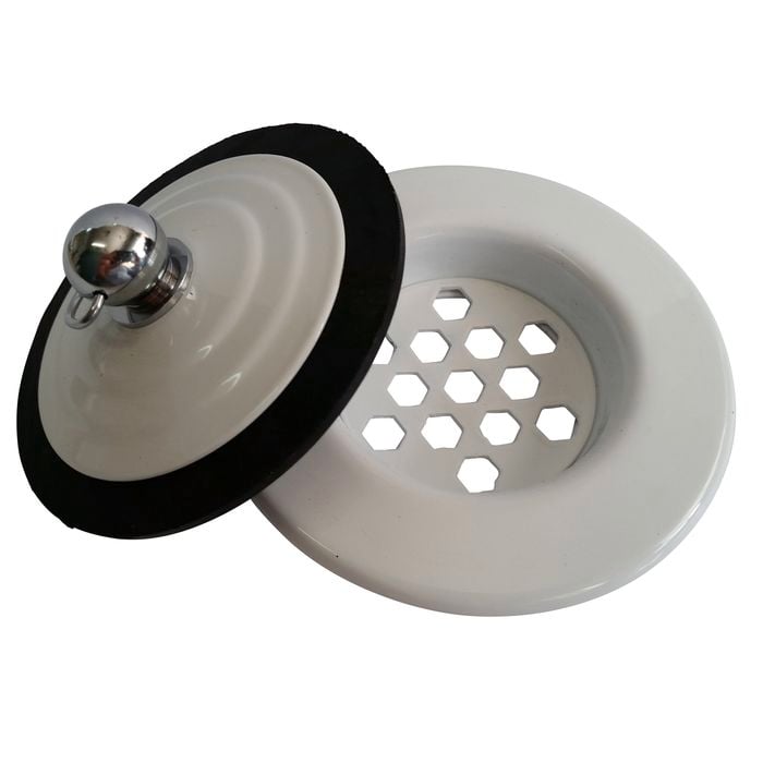EZYFIX 50mm White Retrofit Waste Insert And Plug Bath Repair Kit