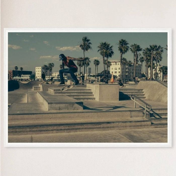 Galrie Stunning Skateboarding Photograph Capturing Skate Tricks, White Frame, 70 x 100cm (28 x 40inch)