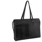 Pierre Cardin Unisex CrocEmbossed Leather Business 15" Laptop Computer Bag  Black