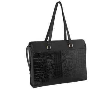 Pierre Cardin Unisex Croc-Embossed Leather Business 15" Laptop Computer  Black