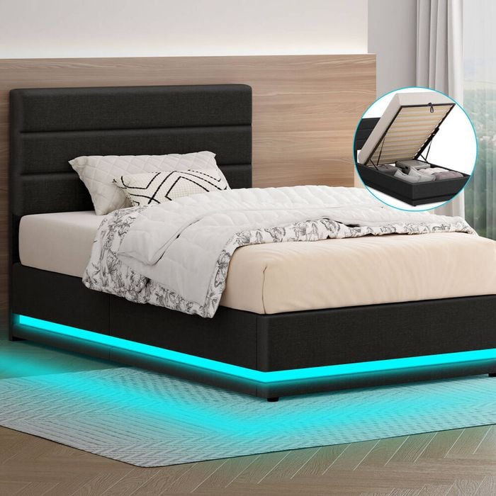 Alfordson Bed Frame Single Rgb Led Gas Lift
