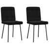 vidaXL Grid-Tufted Dining Chairs 2 pcs Black Velvet Metal Legs  45 x 54 x 83 cm