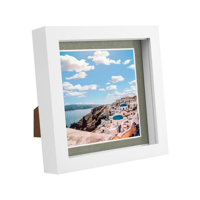 Nicola Spring 6" x 6" White 3D Box Photo Frame - 4" x 4" Mount