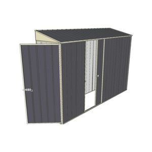 Build-a-Shed 0.8 x 3 x 2m Single Hinged Door Shed with Single Sliding Side Door - Grey