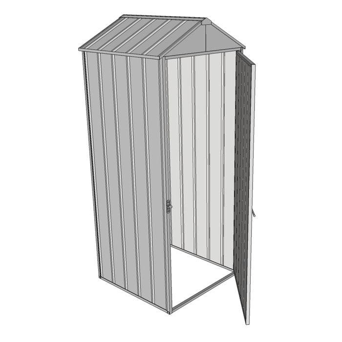 Build-a-Shed 0.8 x 0.8 x 2.1m Gable Single Hinged Side Door Shed - Zinc
