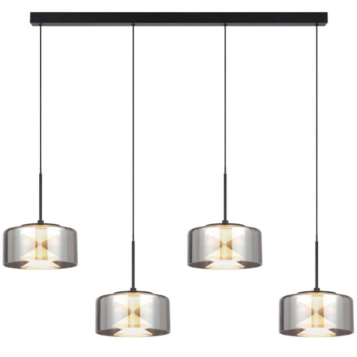 Telbix Cedro Modern Pendant Hanging Lamp Light Metal Aluminium Glass Acrylic Black Sand