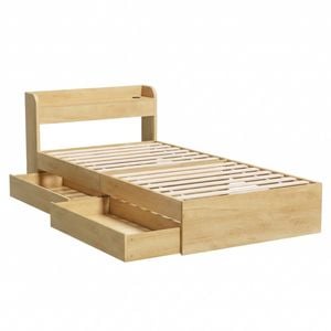Artiss King Single Bed Frame With 2 Drawer Platform Bed Base With Usb Ports Natural