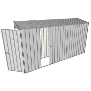 Build-a-Shed 0.8 x 3.7 x 2m Tunnel Hinged Door Shed With Single Sliding Side Door - Zinc