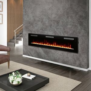Electric fireplace on wall in living room