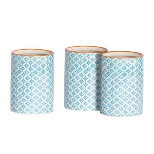 Nicola Spring Patterned Stoneware Kitchen Utensil Holder Pots - Print Design - Set Of 3