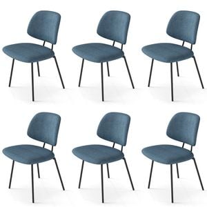Familand Dining Chairs Set of 6 Padded Seat Kitchen Living Room Chair Corduroy in Blue
