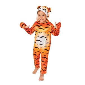 Tiger Halloween Costume for Kids Deluxe Hooded Jumpsuit with Mask and Paws, 5-6-YRS