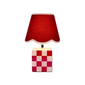 Clay & Kin 35cm Red & Pink Grid Table Lamp