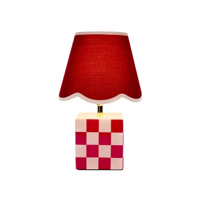 Clay & Kin 35cm Red & Pink Grid Table Lamp