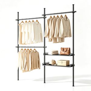 Alston Adjustable Clothes Rack Floor-to-Ceiling Tension Rod Thick Steel Garment Rack