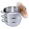 SOGA 30cm Food Steamer 3 Tier Stainless Steel with Glass Lid
