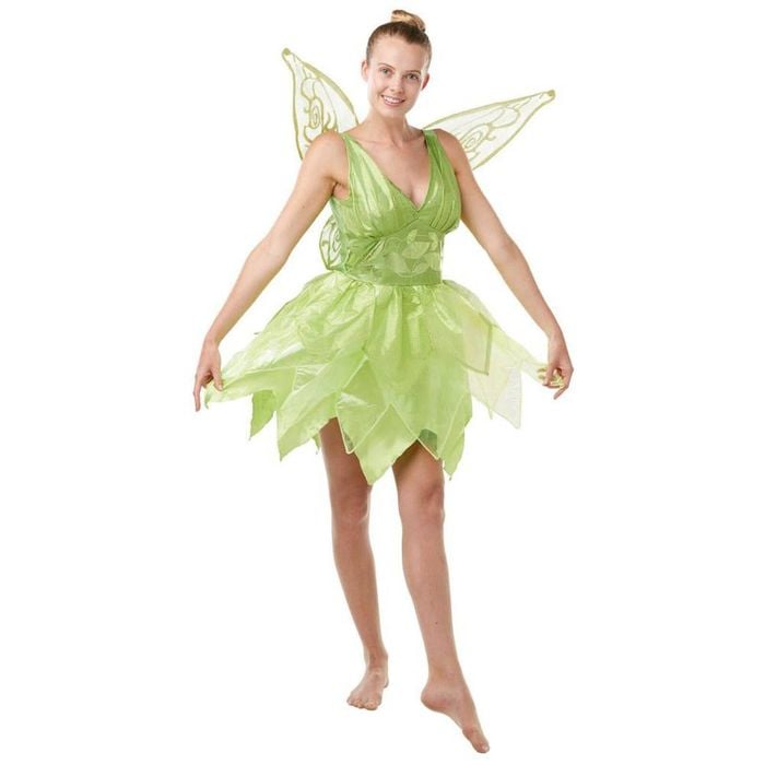 Tinker Bell Halloween Costume for Adults Deluxe Disney Fairy Dress with Wings and Tulle, Medium
