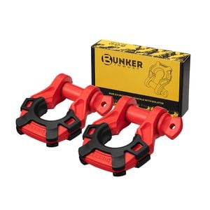 Bunker Indust Pair Bow Shackle 4.75ton Rated 3/4” D-ring Red With Isolator